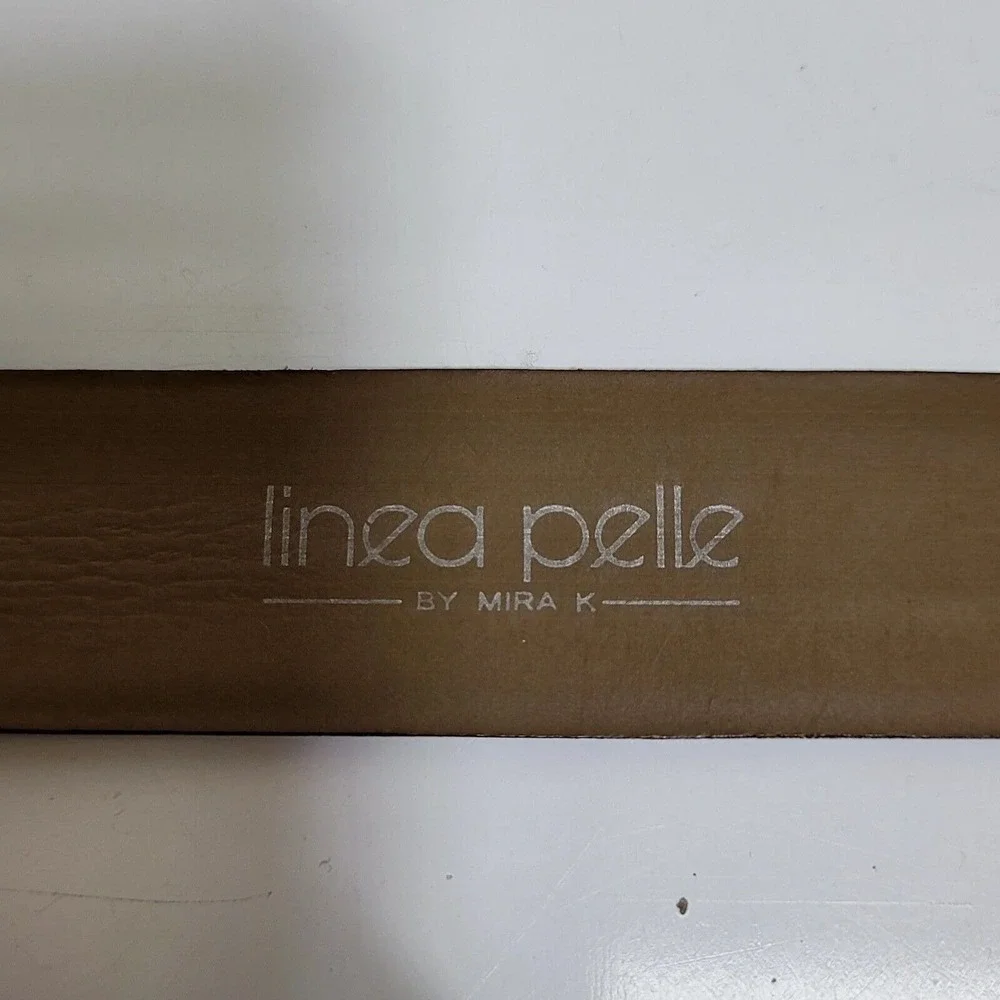 Linea Pelle by Mira K Blue Leather Belt Square Studded Buckle Wide Waist‎ Belt